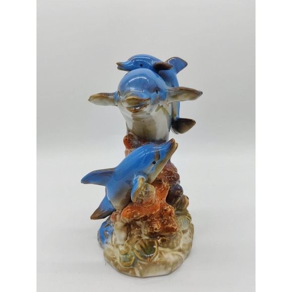 Dolphin Figurine Dolphins Decorative Sculpture Beautiful 7" Ceramic Decor Ocean - Picture 3 of 8